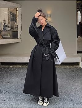 Loose Plus Size X Long Women's Trench Coat Double Breasted